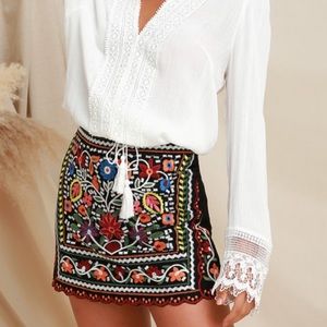 Embroidered Mini Skirt